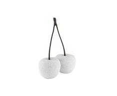 greemotion 130492 Dekokirsche, Obst Dekoration, außen/innen, Wetterfeste Gartendeko Früchte, Stein Optik, Groß, Weiß, 34 x 15 x 45 cm