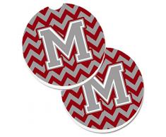 Caroline s Treasures Buchstabe M Chevron Crimson & Grau 2er Set Tasse Halterung Auto Untersetzer cj1043-mcarc, 2,56, multicolor