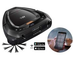 AEG RX9-1-SGM Saugroboter 1. Generation (beutellos, bis zu 60 min Laufzeit, dreieckige Bauweise, Kamera- & Laser-Technologie, 3D Mapping, breite Bürstenrolle, Seitenbürste, 700 ml Volumen, schwarz)