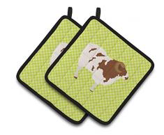 Carolines Treasures BB8098PTHD Common Strauß blau kariert dekorierter Topflappen, 19,1 x 19,1 cm, mehrfarbig Schafe - Jakobschaf 7.5 x 7.5 mehrfarbig