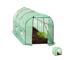 Relaxdays Foliengewächshaus, begehbar, Fenster & Tür, Garten, Stecksystem, Tunnelgewächshaus, HBT 200x300x600 cm, grün