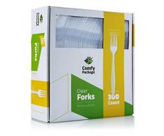 Plastik Besteck, schwer, kristallklar, 300 Stück Forks