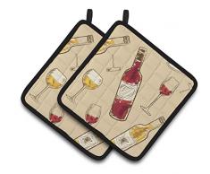 Caroline s Treasures rot & weiß Wein Paar Topflappen, 7.5hx7.5 W, multicolor