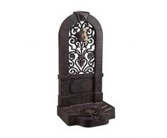 Relaxdays Standbrunnen, Antik-Stil, Nostalgie, Garten, Terrasse, Wasserhahn, Becken, stehend, HBT 74 x 36 x 30 cm, braun