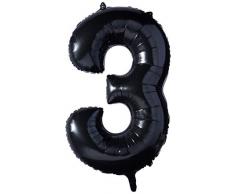 Anagram 3014201 Folienballon Nummer 3, 34, schwarz