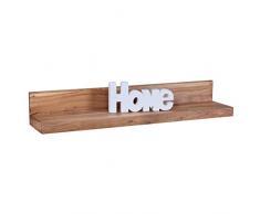 Wohnling Wandregal Massiv-Holz Akazie Holzregal 110 cm breit Landhaus-Stil Hönge-Regal Echt-Holz Wand-Board Natur-Produkt Wandkonsole dunkel-braun Brett unbehandelt Regale zum Aufhöngen Unikat Ablage