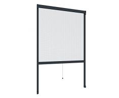 Windhager Insektenschutz Fenster Rollo Plus, Fliegengitter Alurahmen für Fenster, individuell kürzbar, anthrazit, 160 x 160 cm, 03893