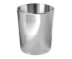 mDesign Mülleimer – runder Abfalleimer für Bad, Büro und Küche mit ausreichend Platz für den Müll – praktischer Papierkorb aus poliertem Edelstahl – silberfarben