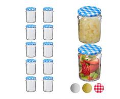 Relaxdays Einmachglas, 12er Set, mit Schraubdeckel, luftdicht, für Marmelade, Früchte & Pesto, 380 ml, Sturzglas, blau