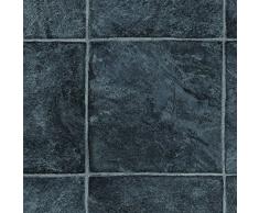PVC Bodenbelag Fliesenoptik Auslegware 2,6 mm Dicke Fliese Anthrazit 200 x 400 cm. Weitere Farben und Größen verfügbar