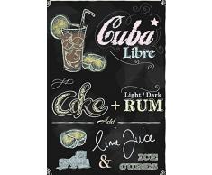 Schatzmix Cocktail Rezept Recipe Cuba Libre Rum Cola schwarz Hintergrund Metal Sign deko Sign Garten Blech