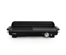 H.Koenig Grill und Plancha GRX330 / Elektrisch und kompakt/Für drinnen und draußen/Antihaftbeschichtung/Fleisch, Fisch, Gemüse, 18/8 Edelstahl