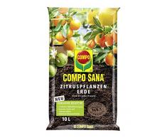COMPO SANA Zitruspflanzenerde mit 8 Wochen Dünger für alle Zitruspflanzen und mediterranen Pflanzen, Kultursubstrat, 10 Liter