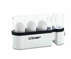 Cloer 6021 Eierkocher mit Servierfunktion / 300 W / 3 Eier / antihaftbeschichtete Heizplatte / im Deckel integrierter Messbecher und Eierpiekser / akustische Fertigmeldung