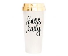 Boss Lady Reisebecher für Frauen Gold Commuter Kunststoff Becher mit Deckel Süßes Kaffee-Zubehör für Frauen Boss Day Geschenk Mutter Geschenke für Kollegen. Isolierter Reisebecher handbeschriftet