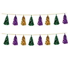 Beistle 59927-ggp Beistle 59927-ggp, 2 Stück Metallischer Quaste, Girlanden, 24,8 cm X 8 , 24,8 cm X 8, grün/gold/violett