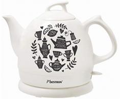 Bestron Wasserkocher im Retro Design, 0,8 Liter, Ca. 1800 Watt, Keramik, Aufdruck: Tea Party