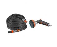 Gardena Textilschlauch Liano Set 20m: Flexibler und robuster Gartenschlauch & Premium Multibrause: Gartenbrause zum Bewässern und Reinigen, 5 Sprühbilder, Schmutzsieb, Dauerarretierung, robust