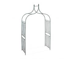 Relaxdays Rosenbogen Metall, Rankhilfe für Kletterpflanzen, Deko-Spitzen, wetterfest, HBT 270 x 144 x 60 cm, dunkelgrün