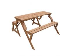 Gardiun KNH1115 Picknicktisch Summer aus Holz, zusammenklappbar zu Bank