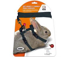 ICA DA1028 Set mit Geschirr und Gurt für Kaninchen, Schwarz