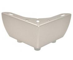 WAGNER Möbelbein / Möbelfuß / Tischbein / Sofafuß - SOFA WING - Stahl pulverbeschichtet silber, Anschraubplatte, 3 Noppen, Höhe 6 cm, Schenkellänge 11 cm, für Palettenmöbel - 12044101