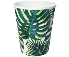 Talking Tables Tropical Fiesta, Pappbecher mit Blattmotiv, 250 ml (8 Stück)