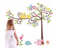 Ambiance-Live Wandtattoo Eulen und Naturparadies geblieben auf einen Baum
