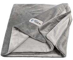 PetFusion Premium Kleine Hunde- oder Katzendecke (79x69 cm). Reversible Grey Micro Plüsch. [100% weicher Polyester]