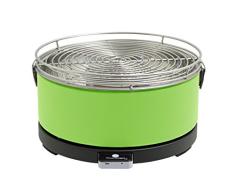 Feuerdesign Tischgrill Mayon - grün, Holzkohlegrill mit Lüftermotor Grill und Grillzange