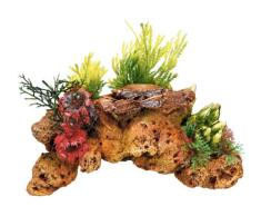 Nobby 28223 Aquarium Dekoration Aqua Ornaments Stein mit Koralle mit Pflanzen L-16.5 x B-9.5 x H-10 cm