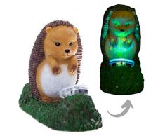 Boxer Gifts Hedgehog Dekofigur Igel Zombie für den Garten, solarbetrieben, leuchtet im Dunkeln, braun