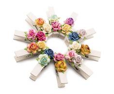 summer-ray 20 Handgefertigtes Maulbeer Blume Mini verziert weiß Holz Wäscheklammer Kühlschrank Magnet