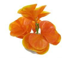 sourcingmap Kunststoff Fan Shaped Blatt Künstliche Pflanzen Aquarium, Gelb/Orange
