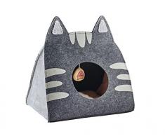 HUNTER LILLE Katzenhöhle, Katzenbett, Schlafplatz für Katzen, mit Katzenspielzeug, 50 x 35 x 55 cm, anthrazit
