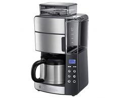 Russell Hobbs Kaffeemaschine mit Mahlwerk, Thermokanne 10 Tassen, digitaler programmierbarer Timer, 3-stufige Mahlgradeinstellung, 1000W, Filterkaffeemaschine für Kaffeebohnen Grind&Brew 25620-56
