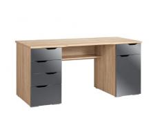 MAJA-Möbel 9539 2574 Schreib- und Computertisch, Sonoma-Eiche-Nachbildung - grau Hochglanz, Abmessungen BxHxT: 160 x 74,5 x 67 cm