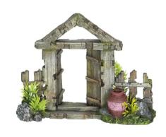 Nobby 28347 Aquarium Dekoration Aqua Ornaments Holztor mit Topf mit Pflanzen, L21 x B7.5 x H16 cm