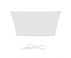 Relaxdays Sonnensegel Trapez, wasserabweisend, UV-beständig, Spannseile, Terrasse, Balkon, Pool, Maße 3x4x2x2 m, weiß