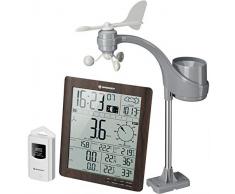 Bresser Wetterstation Funk mit Außensensor ClimaTemp XXL Wetter Center in Holzoptik mit Wind und Regenmesser