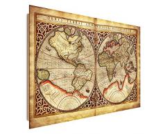 Wandbild, Deco Bild, gedrucktes Bild, Deco Panel, Bild, 50x70 cm, WELTKARTE, GLOBUS, WELT, PLANET, VINTAGE, BRAUN