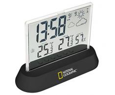 National Geographic Wetterstation Funk mit Außensensor in transparentem Design mit Anzeige für Temperatur und Luftfeuchtigkeit und Wettertrendanzeige