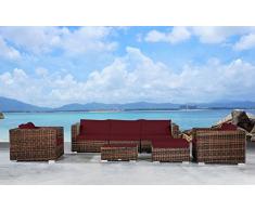 Baidani Rundrattan Garten Lounge Silence Braun Select (Bordeaux)