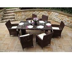 Baidani Rattan Garten Sitzgruppe Elegancy Select - Braun meliert (Creme)