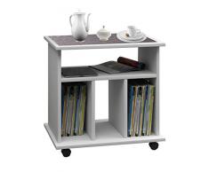 VCM Mobiler Beistelltisch Nachtschrank Nachtkonsole Couchtisch Nachttisch Zeitungsständer weià 45 x 60 x 59 cm Tabina