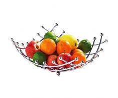Obstkorb mit 2 Etagen und dekorativen Schalenständer, ideal für Obst, Gemüse, Snacks, Haushaltsgegenstände und vieles mehr silber