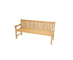 Ploß Landhausbank Coventry 180 cm - Holz-Gartenbank in Braun - Friesenbank für 2 Personen mit FSC-Zertifikat - Teakholz-Bank mit Armlehnen - Sitzbank für Garten, Terrasse & Balkon