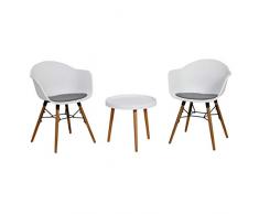 greemotion Balkonmöbel-Set Nora, Sitzgruppe aus Kunststoff und Akazienholz FSC® 100 %, Balkonset mit Tisch und zwei Stühlen, Gartenmöbel-Set inkl. Sitzkissen