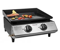 FireFriend BQ-6372 Gas-Grillplatte â Zwei Brenner â Grillplatte aus emailliertem Stahl