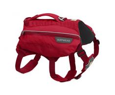 Ruffwear Trinkrucksack für Hunde, Inklusive 2 x 600 ml Wasserflasche, Große bis sehr große Hunderassen, Größenverstellbar, Größe: L/XL, Rot (Red Currant), Singletrak Pack